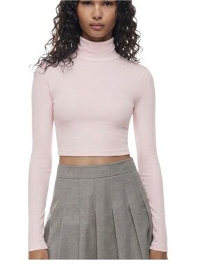 Sunday Best Freshman Cropped Turtleneck Size XXS Frosted Rose Pink Aritzia